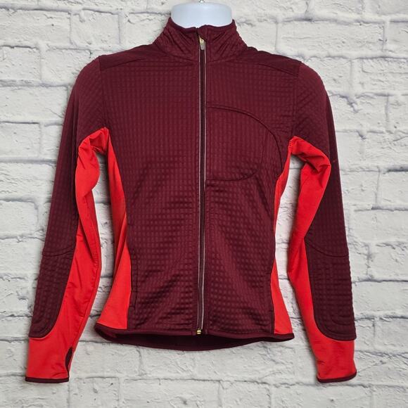 Nike Jacket Womens Size Small Sphere Thermal Burgandy Orange Full Zip - Picture 1 of 16